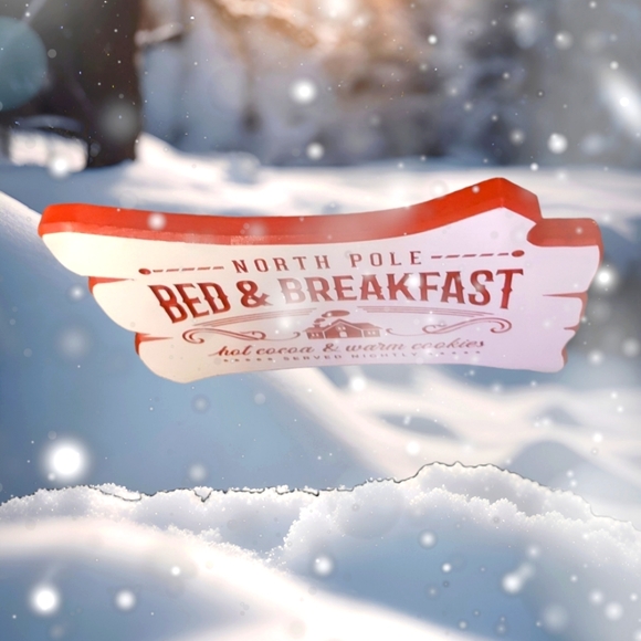 11 inches by 16 inches. Red and White. Log design. Christmas Theme. Santa - Picture 2 of 4